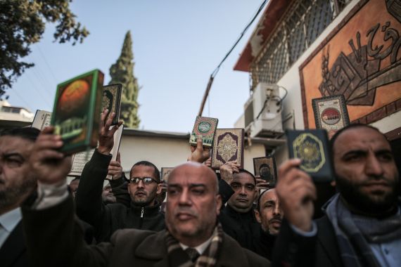 Protest held in Gaza against Quran burning in Sweden