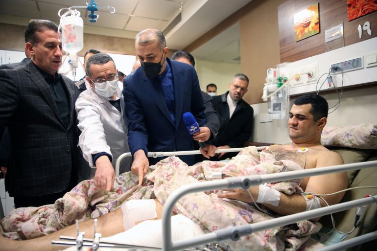 Iranian Foreign Minister Abdollahian visits the injured in the attack on the Embassy of Azerbaijan