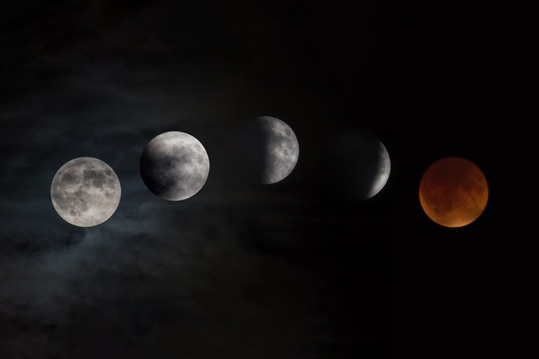 صورة تبين أطوار القمر (الصورة الرئيسية على موقع ناسا)