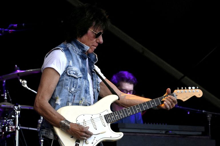FILE PHOTO: Musician Jeff Beck performs during the Helsinki Blues Festival, in Helsinki