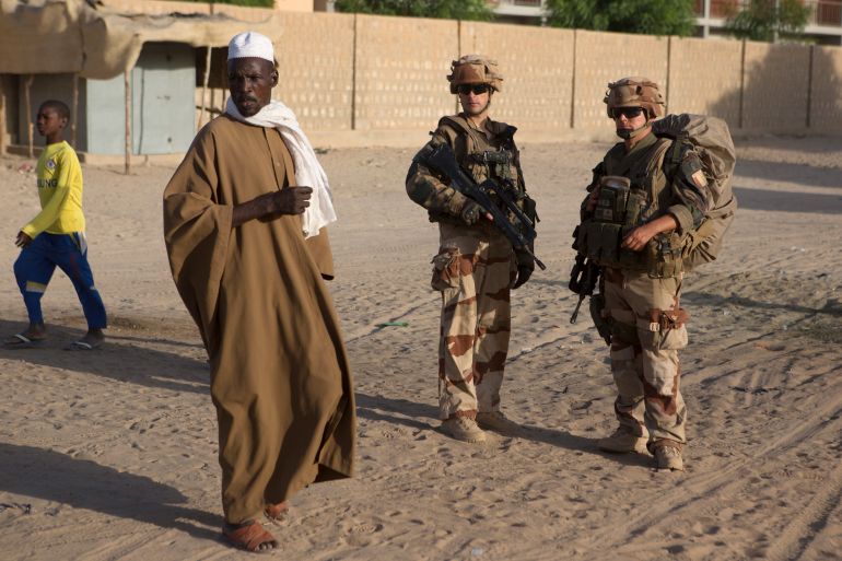 French soldiers from Operation Barkhane patrol in Timbuktu