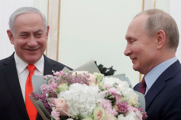 Russian President Vladimir Putin meets with Israeli Prime Minister Benjamin Netanyahu in Moscow