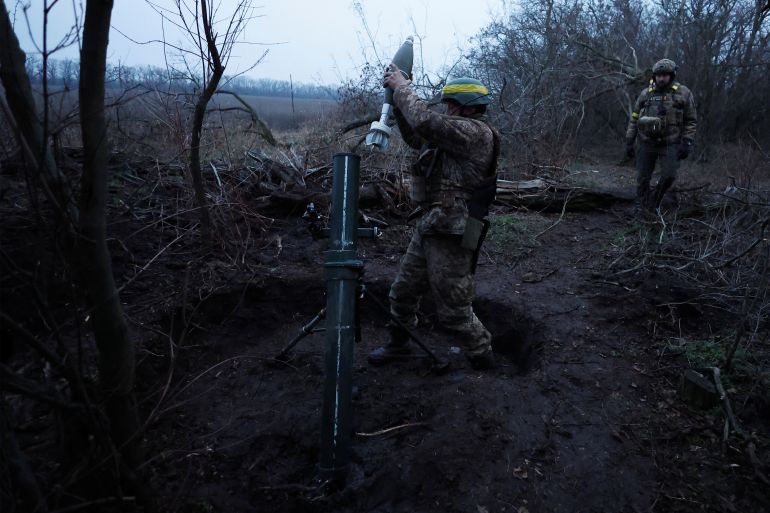 Ukrainian military on New Years eve, in Donetsk region