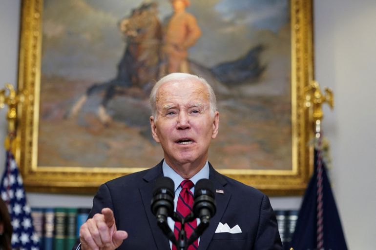 U.S. President Biden speaks about the U.S.-Mexico border during remarks at the White House in Washington