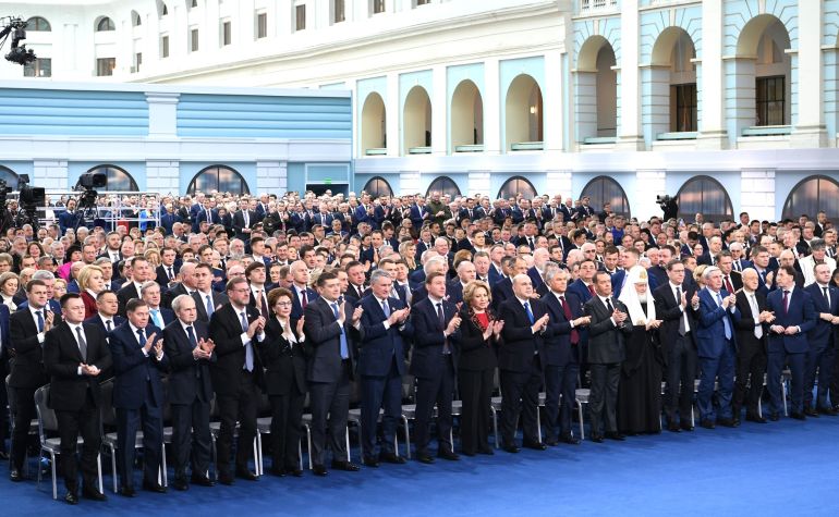 Russian President Putin Addresses The Federal Assembly In Moscow