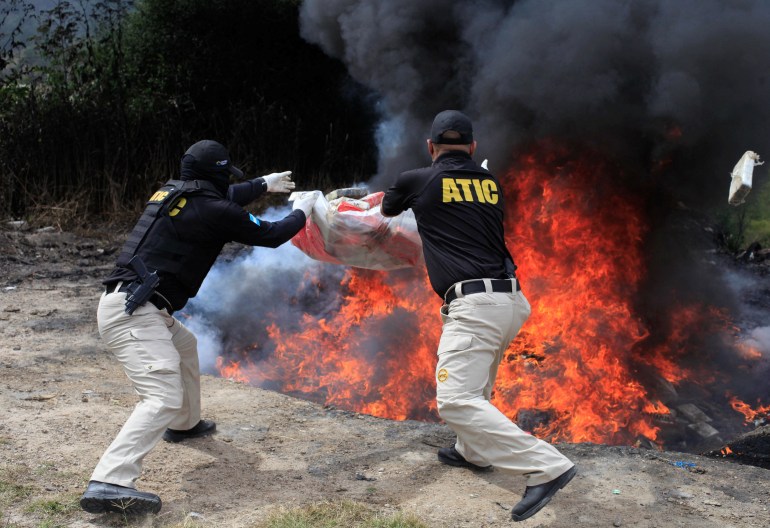 Honduras incinerate drugs seized during police operations in Tegucigalpa
