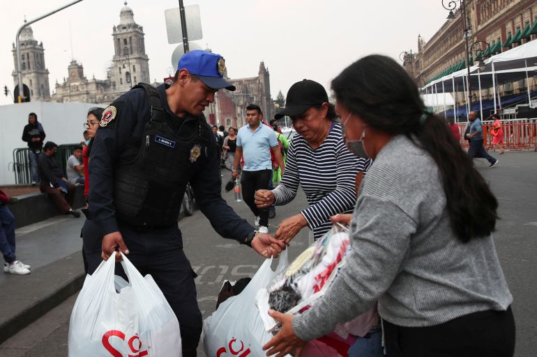 People donate various basic necessities in Mexico City