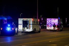 Emergency personnel respond to a shooting at Michigan State University