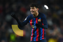 BARCELONA, SPAIN - JANUARY 25: Pedri of FC Barcelona reacts during the Copa Del Rey Quarter Final match between FC Barcelona and Real Sociedad at Spotify Camp Nou on January 25, 2023 in Barcelona, Spain. (Photo by David Ramos/Getty Images)
