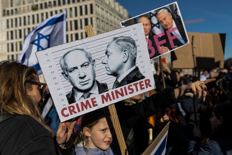 Protesters Demonstrate Against Israeli Prime Minister Netanyahu Visit