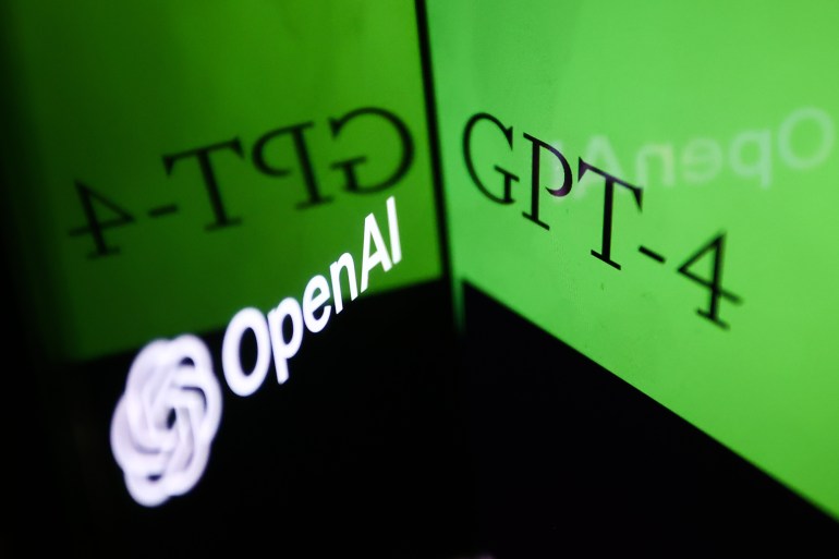 GettyImages-1248236070 GPT-4 sign on website displayed on a laptop screen and OpenAI logo displayed on a phone screen are seen in this illustration photo taken in Poland on March 14, 2023. (Photo by Jakub Porzycki/NurPhoto via Getty Images)