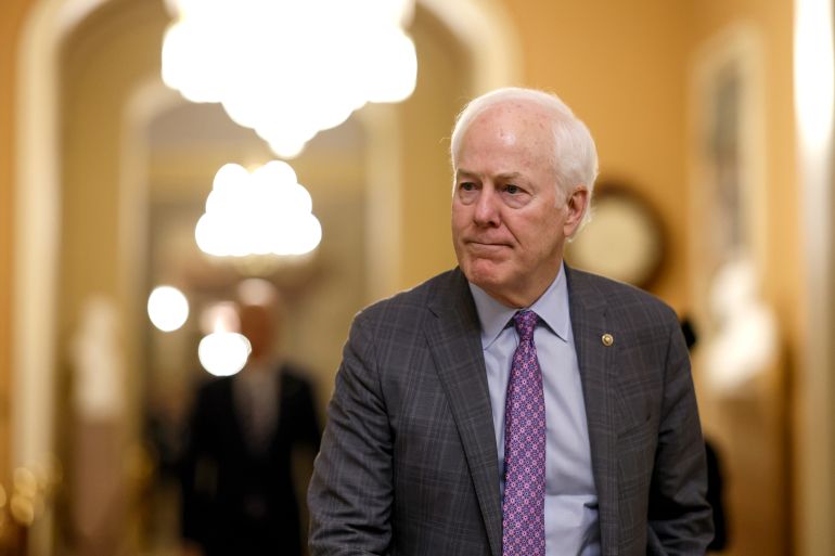 WASHINGTON, DC - DECEMBER 05: Sen. John Cornyn (R-TX) walks to the Senate Chambers for a nomination vote at the U.S. Capitol Building on December 05, 2022 in Washington, DC. Congress faces multiple legislative hurdles before their holiday recess including passage of the annual National Defense Authorization Act and government funding for 2023. (Photo by Anna Moneymaker/Getty Images)