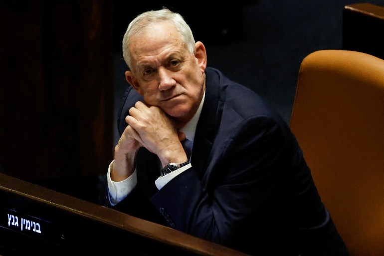Israeli Defence Minister Benny Gantz attends a session at the plenum at the Knesset, Israel's parliament in Jerusalem