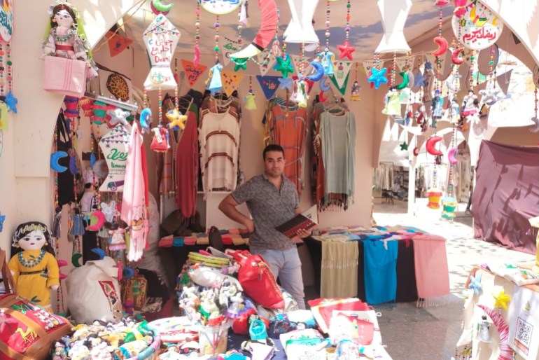 Kyrollos Daoud, one of the participating investors in the Diyaruna Government Fair, who sees it as an opportunity to market his small project - a private photo taken by the correspondent