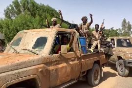 In this image grab taken from handout video footage released by the Sudanese paramilitary Rapid Support Forces (RSF) on April 23, 2023, fighters ride in the back of a technical vehicle (pickup truck mounted with a turret) in the East Nile district of greater Khartoum. A US-brokered ceasefire between Sudan’s warring generals entered its second day on April 26, 2023, but remained fragile after witnesses reported fresh air strikes and paramilitaries claimed to have seized a major oil refinery and power plant. (Photo by Rapid Support Forces (RSF) / AFP) / === RESTRICTED TO EDITORIAL USE - MANDATORY CREDIT “AFP PHOTO / HO / SUDAN RAPID SUPPORT FORCES (RSF)” - NO MARKETING NO ADVERTISING CAMPAIGNS - DISTRIBUTED AS A SERVICE TO CLIENTS === - === RESTRICTED TO EDITORIAL USE - MANDATORY CREDIT “AFP PHOTO / HO / SUDAN RAPID SUPPORT FORCES (RSF)” - NO MARKETING NO ADVERTISING CAMPAIGNS - DISTRIBUTED AS A SERVICE TO CLIENTS ===