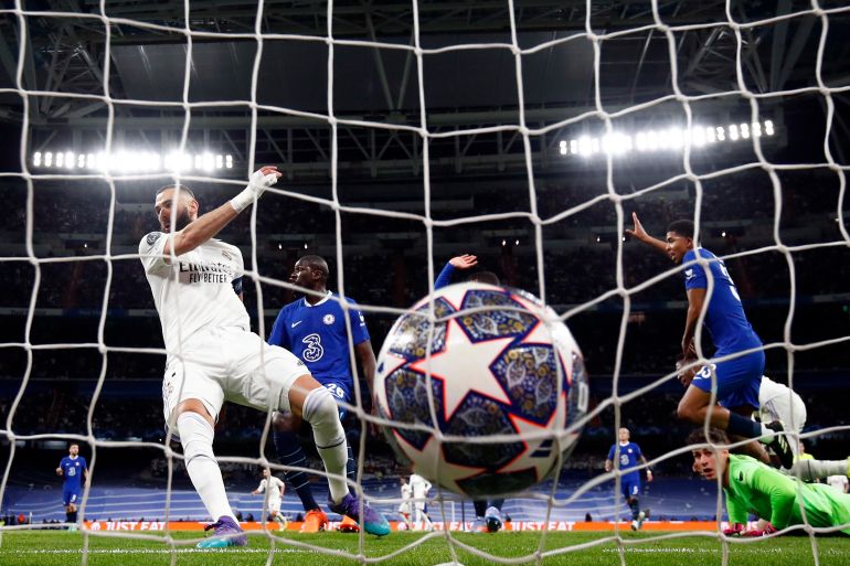 بنزيمة سجل الهدف الأول لريال مدريد ضد تشلسي