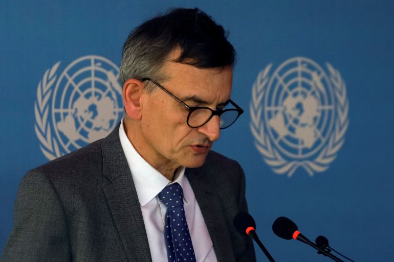 U.N. Special Representative in Sudan Volker Perthes speaks during a news conference in Khartoum