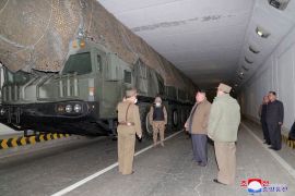 Test launch of a new solid-fuel intercontinental ballistic missile (ICBM) Hwasong-18