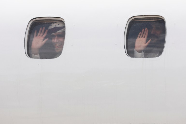 Freed prisoners at Sanaa Airport