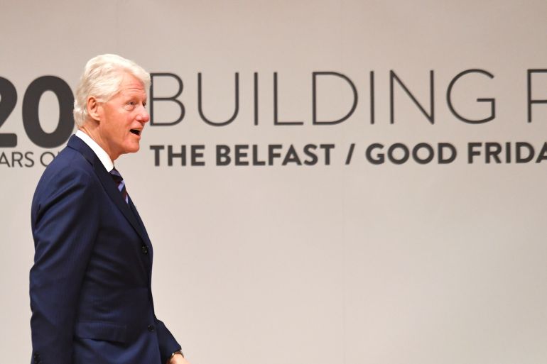 Bill Clinton attends an event to celebrate the 20th anniversary of the Good Friday Agreement, in Belfast, Northern Ireland, April 10, 2018. REUTERS/Clodagh Kilcoyne