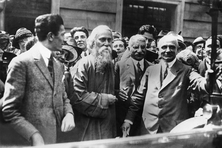 June 1921: Indian poet and philosopher Rabindranath Tagore (1861 - 1941) in London. (Photo by Topical Press Agency/Getty Images)