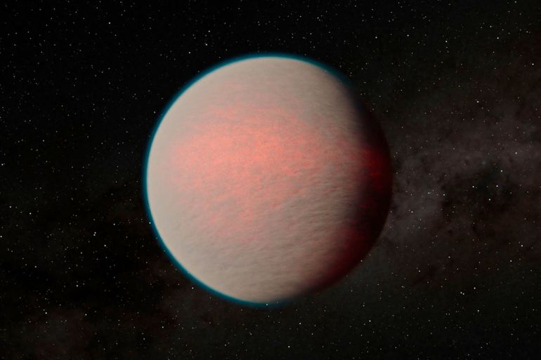 انطباع فنان عن كوكب "نبتون صغير"، مغطى بجو ضبابي (ناسا)