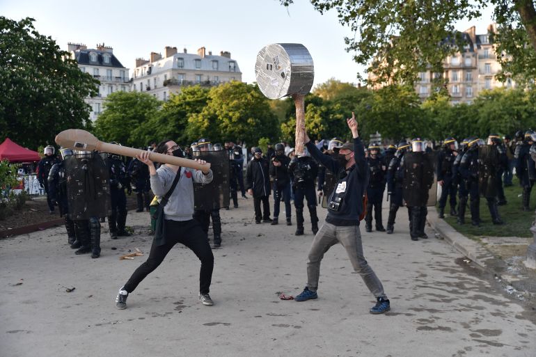 Tensions rise in Paris protests on Labor Day