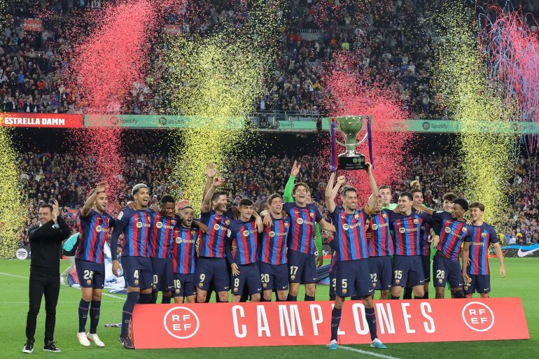 برشلونة توج بلقب الدوري الإسباني للمرة الـ27 في ناريخه
