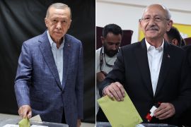 صورة تجمع أردوغان وكليجدار اوغلو خلال ادلائهما بصوتيهما اليوم