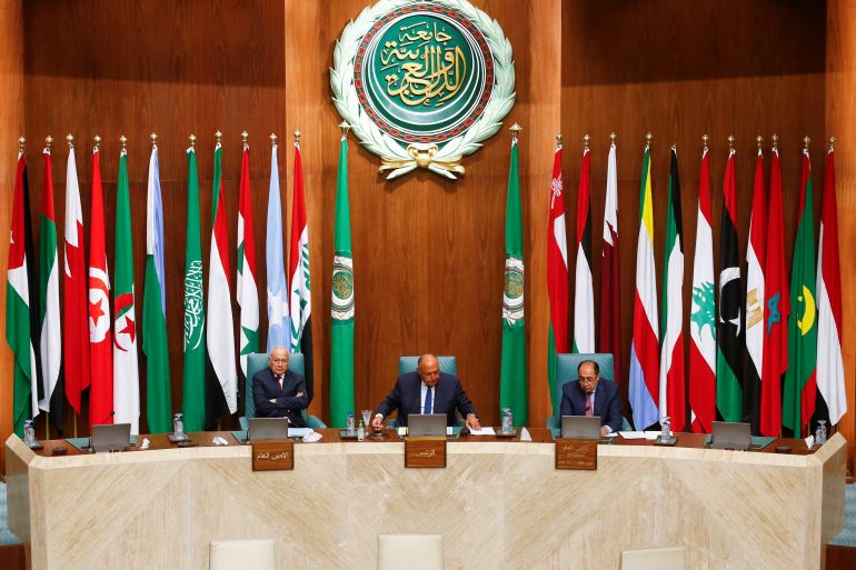Meeting of Arab foreign ministers at the Arab League Headquarters, in Cairo
