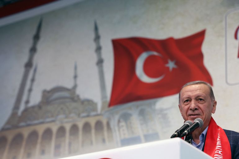 Turkish President Erdogan addresses his supporters in Kahramanmaras