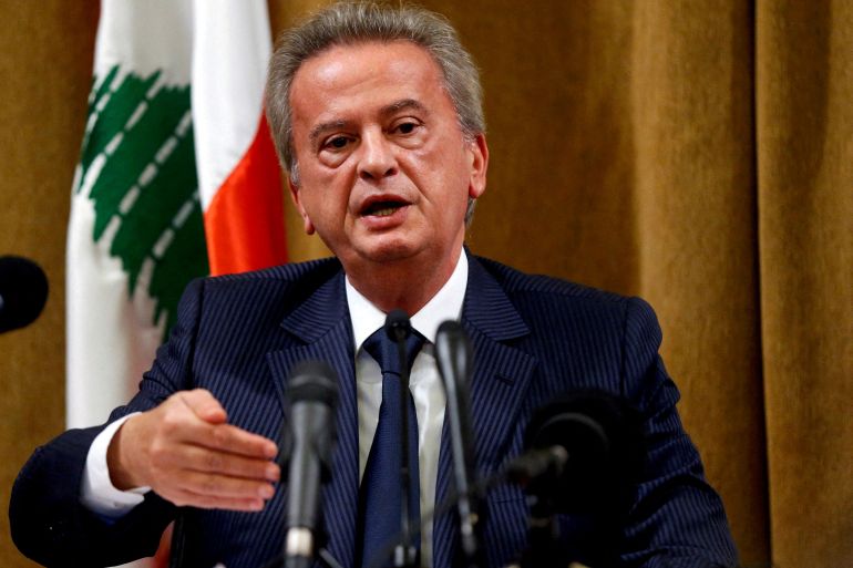 FILE PHOTO: Lebanon's Central Bank Governor Riad Salameh speaks during a news conference at Central Bank in Beirut