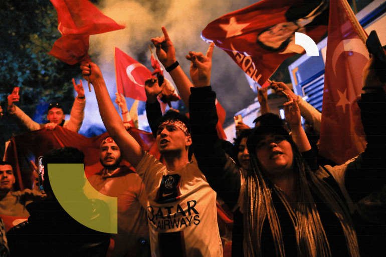 Supporters of Turkish President Recep Tayyip Erdogan and AK Party (AKP) gather on election night, in Istanbul, Turkey May 15, 2023. REUTERS/Dilara Senkaya