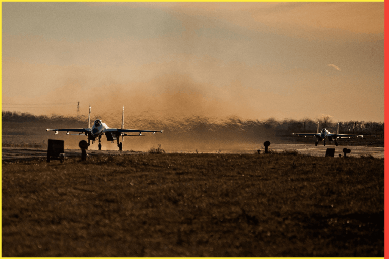 Ukrainian Air Force fighter jets take off during a drill in Mykolaiv region in southern Ukraine November 23, 2021. Air Force Command of Ukrainian Armed Forces/Handout via REUTERS ATTENTION EDITORS - THIS IMAGE WAS PROVIDED BY A THIRD PARTY.