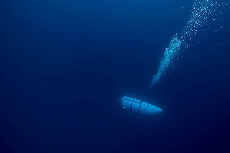 The Titan submersible operated by OceanGate Expeditions dives in an undated photograph