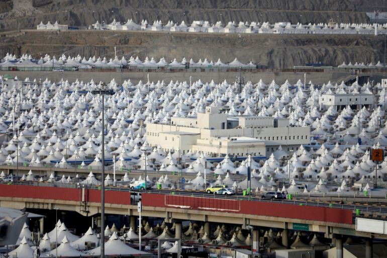 Tents are seen ready in the Mina area for pilgrims to do pilgrimage rituals, as Muslims start arriving to perform the annual haj, in the holy city of Mecca
