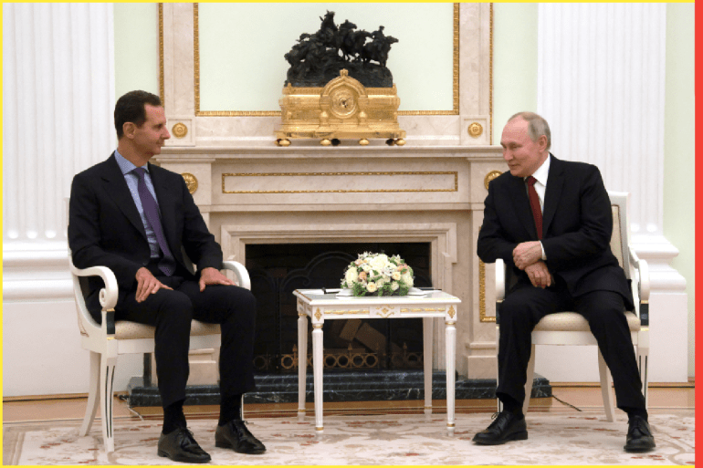 Russian President Vladimir Putin attends a meeting with Syrian President Bashar al-Assad at the Kremlin in Moscow, Russia, March 15, 2023. Sputnik/Vladimir Gerdo/Pool via REUTERS ATTENTION EDITORS - THIS IMAGE WAS PROVIDED BY A THIRD PARTY.