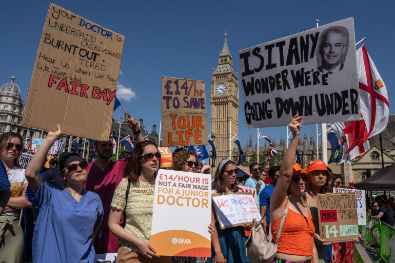 Junior Doctors Hold Rally And March During 72-hour Walkout Over Pay