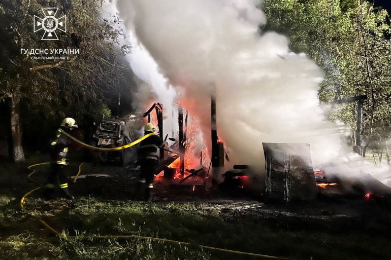 Aftermath of Russian strikes in Lviv region