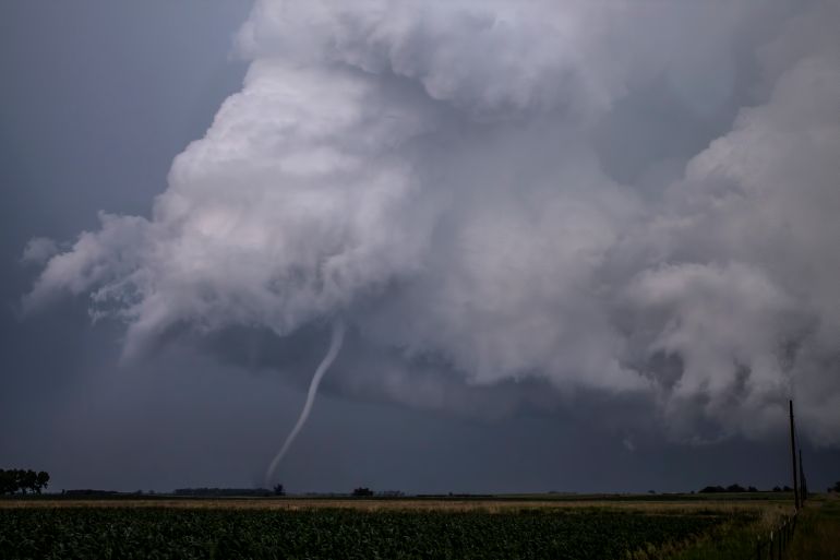 Tornado outbreak near Alpena, SD, USA in June 2014.