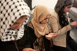 #MuslimGirls Iftar for Ramadan - Praying - stock photo