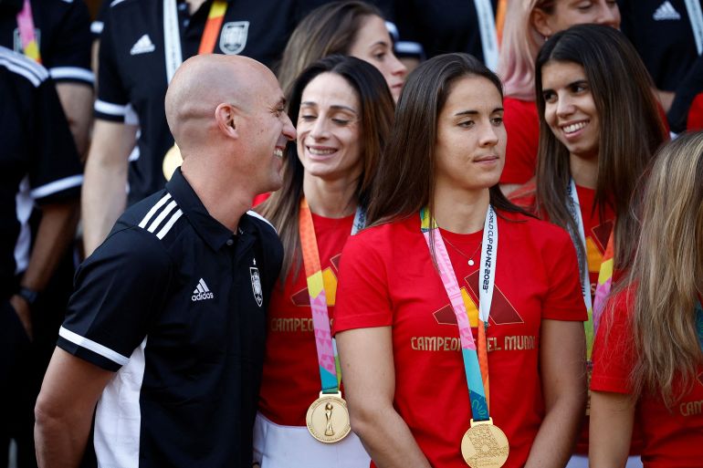 FILE PHOTO: FIFA Women's World Cup Australia and New Zealand 2023 - Spain's Prime Minister Pedro Sanchez receive the World Cup champions