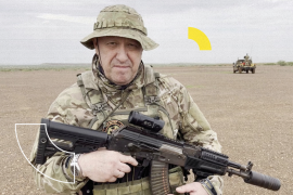 Yevgeny Prigozhin, chief of Russian private mercenary group Wagner, gives an address in camouflage and with a weapon in his hands in a desert area at an unknown location, in this still image taken from video possibly shot in Africa and published August 21, 2023. Courtesy PMC Wagner via Telegram via REUTERS ATTENTION EDITORS - THIS IMAGE WAS PROVIDED BY A THIRD PARTY. NO RESALES. NO ARCHIVES. MANDATORY CREDIT.