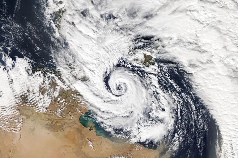 Qendresa the Mediterranean tropical-like cyclone rapidly intensifying and approaching Malta on 7 November 2014. CREDIT : NASA
