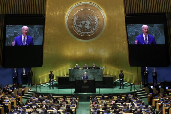 U.S. President Joe Biden addresses the 78th Session of the U.N. General Assembly in New York City, U.S., September 19, 2023. REUTERS/Mike Segar