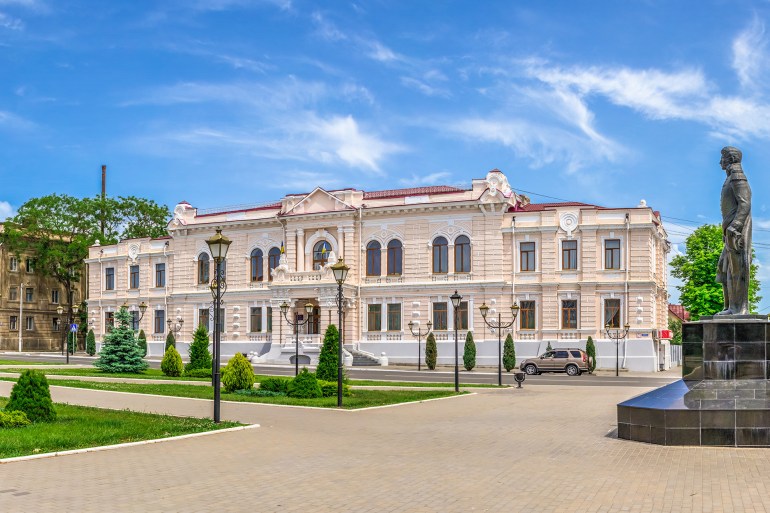 Izmail, Ukraine 06.07.2020. Old palace on the Suvorov Avenue in the city of Izmail, Ukraine, on a sunny summer day; Shutterstock ID 1761086006; purchase_order: AJA; job: ; client: ; other:
