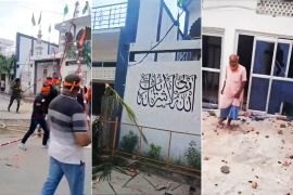 مشاهد من الاعتداء على المسجد (مواقع التواصل)