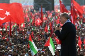 أكثر من مليون ونصف المليون مواطن تركي احتشدوا في إسطنبول دعما لغزة ومطالبة بوقف الحرب بحضور الرئيس رجب طيب أردوغان (وكالة الأناضول)