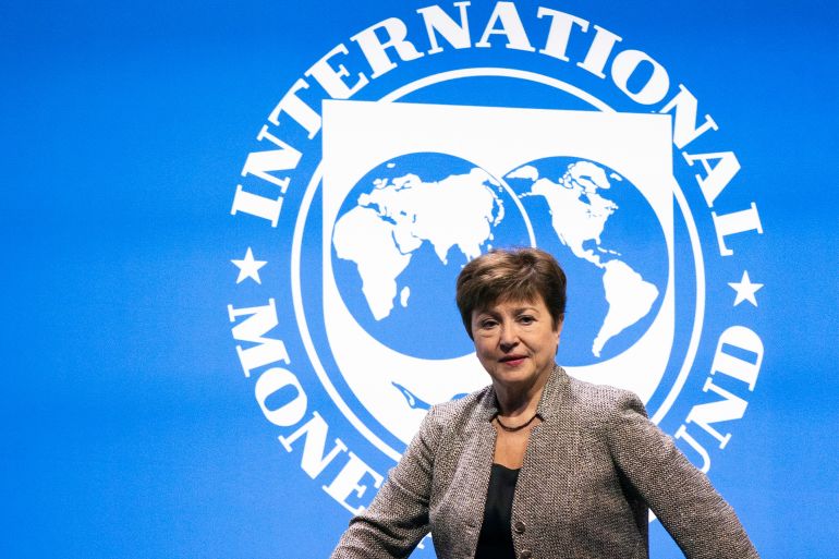 FILE - International Monetary Fund Managing Director Kristalina Georgieva walks to the podium during the 2022 annual meeting of the International Monetary Fund and the World Bank Group on Oct. 14, 2022, in Washington. Heads of state, finance leaders and activists from around the world will converge in Paris this week to seek ways to overhaul the world's development banks — like the International Monetary Fund and World Bank — and help them weather a warmer and stormier world.(AP Photo/Manuel Balce Ceneta, File)