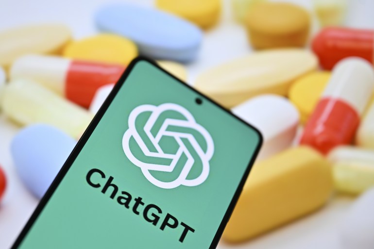 ANKARA, TURKIYE - SEPTEMBER 05: In this photo illustration, ChatGPT logo is being displayed on a mobile phone screen in front of a computer screen displaying pharmaceutical oral tablets, in Ankara, Turkiye on September 5, 2023. (Photo by Harun Ozalp/Anadolu Agency via Getty Images)